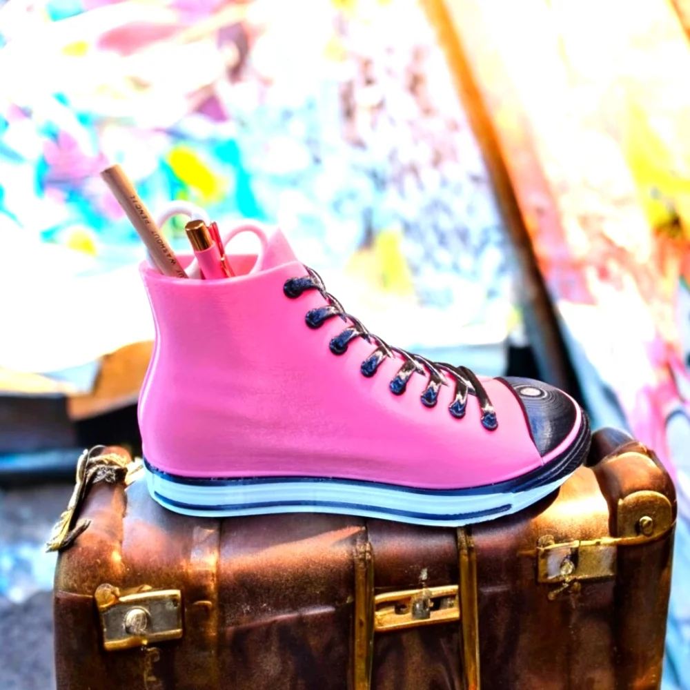 Handmade 3D Printed Pink Shoe Pencil Holder – New, 10"x2.25"x5" - Picture 7 of 10